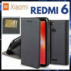 CUSTODIA A PORTAFOGLIO LIBRO per XIAOMI REDMI 6 6A Cover in Pelle Nera Magnetica