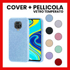 COVER PER XIAOMI REDMI NOTE 9S CUSTODIA COLORATA GLITTER BRILLANTE + VETRO