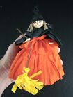 Vintage Frederick & Nelson Crepe Paper Spun Head CZAROWNICA Pojemnik na cukierki HALLOWEEN