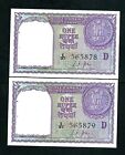Indie (P75c) 1 rupia 1957 x 2 kolejne UNC