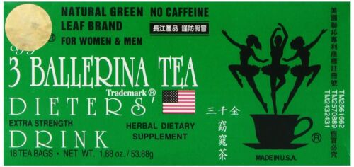 3 Ballerina Dieters Drink Extra Strength Tea - 18 Sachets - Picture 1 of 4