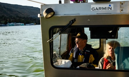 Gene and Sandy Ralston aboard the Kathy G on Lake Billy Chinook in Jefferson County, Oregon.