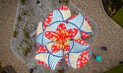 Seen from above, Hibiscus Rising, a 9.5m-tall sculpture by international artist Yinka Shonibare