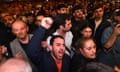 People gather during a protest against Azerbaijan's military actions in the Nagorno-Karabakh region in central Yerevan, Armenia.