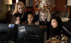 Sandra Bullock Sarah Paulson, Rihanna, Cate Blanchett and Awkwafina in Ocean’s 8.