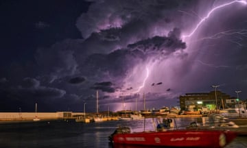 Lightning over the port city of Batroun, Lebanon