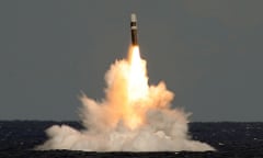 An unarmed Trident missile fired from HMS Vigilant.