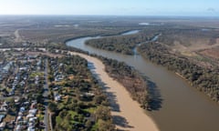 Aerial photograph of where the Darling and Murray rivers merge