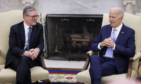 US president Joe Biden says closer relations between UK and Europe a 'great idea' in first official meeting with incoming UK prime minister Keir Starmer