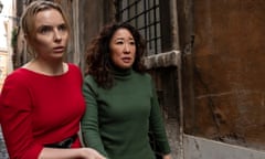 Jodie Comer as Villanelle and Sandra Oh as Eve Polastri in Killing Eve.