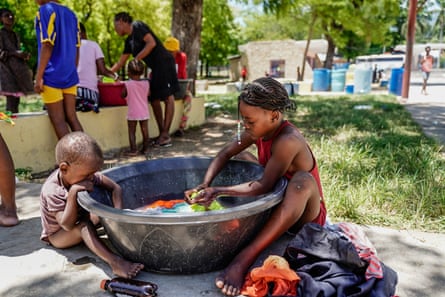 Children take refuge at a Catholic school in Port-au-Prince, in July, after escaping gang violence in the Cité Soleil area.