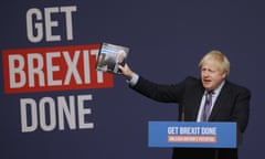 Boris Johnson with the Conservative party’s 2019 election manifesto.