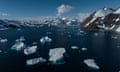 Melting icebergs are seen on Antarctica's Horseshoe Island