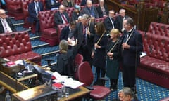 Peers vote in the House of Lords on Rishi Sunak’s UK-Rwanda immigration treaty, 22 January 2024.