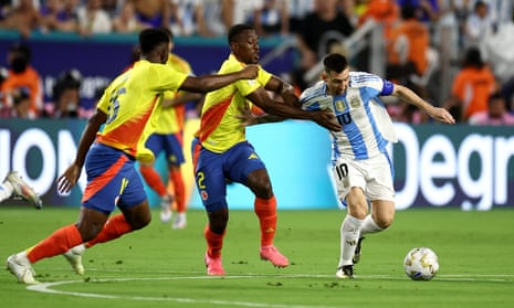 Argentina's Lionel Messi in action against Colombia in the first-half of the Copa América final.