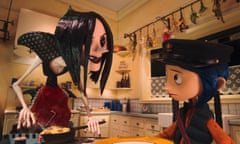 Other Mother (left, Teri Hatcher) and Coraline (Dakota Fanning) in Henry Selick's Coraline.