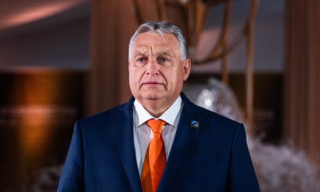 Viktor Orbán arrives at the Nato summit.