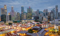 Singapore’s Chinatown and Financial District<br>Singapore’s Chinatown and financial district featuring old and new urban development and progress since 1965