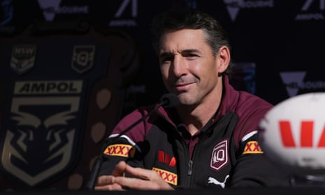 Queensland Maroons coach Billy Slater at a State of Origin media opportunity