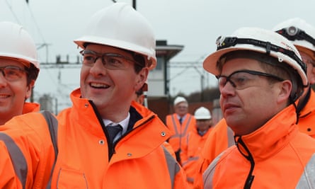 George Osborne visiting Crewe as chancellor of the exchequer in 2015.