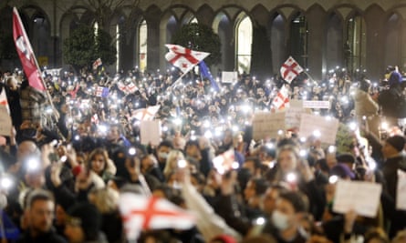 A demonstration in Tbilisi against Georgian Dream’s ‘foreign agents’ bill in March 2023