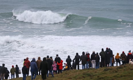 High waves at the Cribbar reef off Newquay