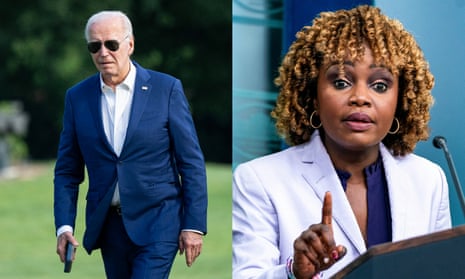 a side-by-side image of Joe Biden and Karine Jean-Pierre