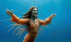 AI generated image of Jesus with the body of a lobster