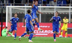 Davide Frattesi of Italy celebrates after scoring his team's first goal against Ukraine