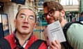 Moritx Hauschulz and Lawrence Cheung posing for a selfie in a railway station