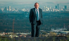 The Vice Chancellor of Bolton University, Professor George Holmes above Bolton Town Centre