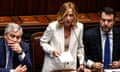 Giorgia Meloni speaking in Italy’s Chamber of Deputies