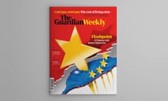 Blank 3D illustration brochure or magazine isolated on gray.<br>Guardian Weekly 12 August