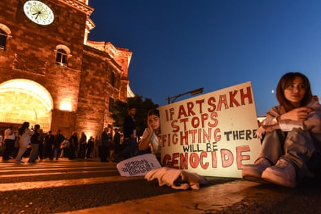 Armenians protest in the capital against their government's handling of Azerbaijan’s offensive in Nagorno-Karabakh. 
