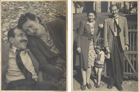 Michele Hanson’s parents Adolf and Clarice (left); the family on holiday near Barrow-in-Furness in Cumbria, about 1945-6