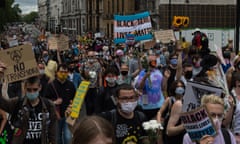 Black Trans Lives Matter Protest in London<br>LONDON, UNITED KINGDOM - JUNE 27, 2020: Thousands of transgender people and their supporters march through central London to Parliament Square to celebrate the Black trans community, commemorate the Black trans lives lost and protest against potential changes to the Gender Recognition Act on 27 June, 2020 in London, England. The UK government is reportedly planning to scrap proposed self-identification laws for trans and non-binary people without the need for medical diagnosis, despite the government’s own consultation on reforming the Gender Recognition Act showing overwhelming public support for making it more straightforward for trans people to get legal recognition of their gender.- PHOTOGRAPH BY Wiktor Szymanowicz / Barcroft Studios / Future Publishing (Photo credit should read Wiktor Szymanowicz/Barcroft Media via Getty Images)