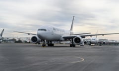 An Air New Zealand charter flight is seen at Christchurch International Airport