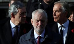 Gordon Brown, Tony Blair and Jeremy Corbyn at the Remembrance Sunday service at the Cenotaph