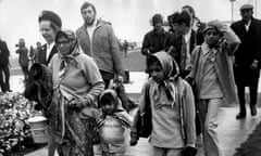 Ugandan Asians arrive at Stansted airport in September 1972.