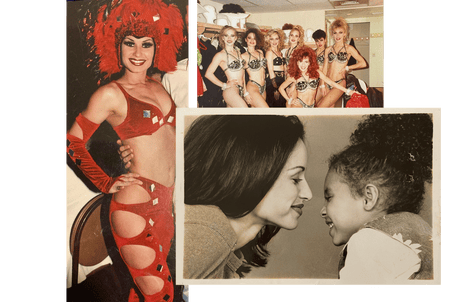 Photos of Jessica Moore, who changed her name to Shedini, with dancers and her daughter Xondria Brown.