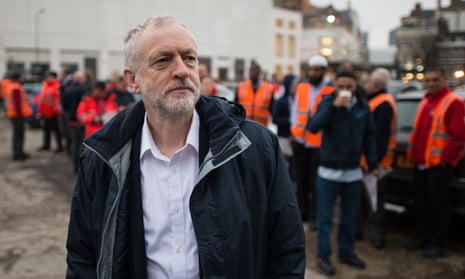 Jeremy Corbyn at the Mount Pleasant sorting office in London.