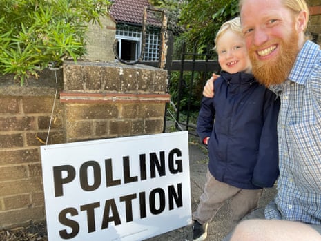 Andrew Dunning and his son voting today.