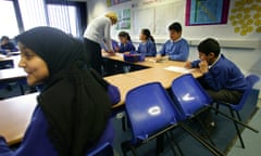 Empty chairs in a class at a primary school