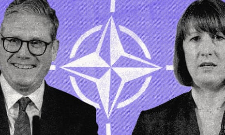 Illustration: Starmer and Reeves against a Nato symbol