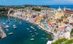 Corricella, the 17th-century port on Procida, an island in the Bay of Naples