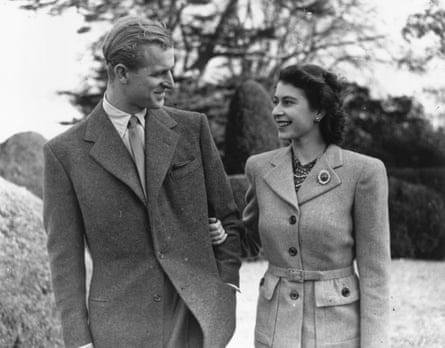 Princess Elizabeth and The Prince Philip, Duke of Edinburgh enjoying a walk during their honeymoon at Broadlands, Hampshire