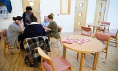 Staff with a service user at an NHS secure mental health unit in Lancashire, 2016