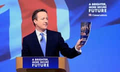 David Cameron in 2015 at the launch of the Conservative party manifesto in Swindon