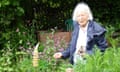 Elaine Holland, aged 88, on her organic allotment in Penkhull, Stoke-on-Trent, where vegetables were grown interspersed with flowers and herbs