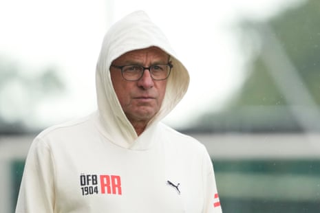 Austria's coach Ralf Rangnick during a training session in Berlin.
